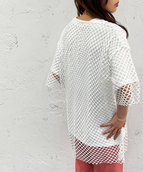 apres jour mignon（アプレジュールミニョン）の「メッシュトップス【ZOZOTOWN限定アイテム】（Tシャツ/カットソー・レディース・ブラック/オフホワイト/ピンク/イエロー・X-LARGE/フリー）」の16枚目の写真