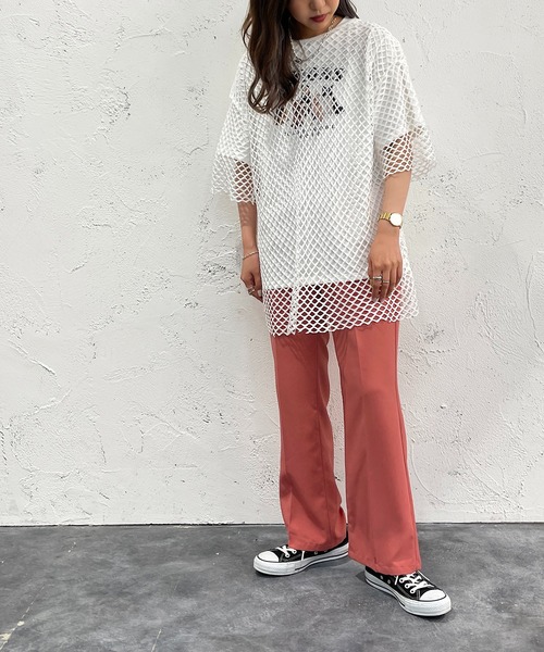 apres jour mignon（アプレジュールミニョン）の「メッシュトップス【ZOZOTOWN限定アイテム】（Tシャツ/カットソー・レディース・ブラック/オフホワイト/ピンク/イエロー・X-LARGE/フリー）」の19枚目の写真