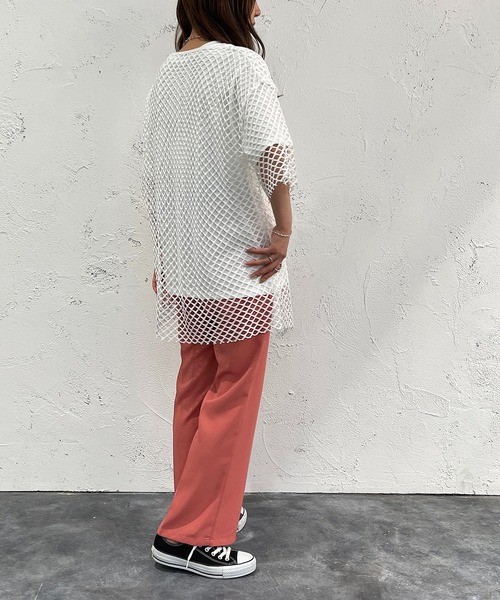 apres jour mignon（アプレジュールミニョン）の「メッシュトップス【ZOZOTOWN限定アイテム】（Tシャツ/カットソー・レディース・ブラック/オフホワイト/ピンク/イエロー・X-LARGE/フリー）」の13枚目の写真