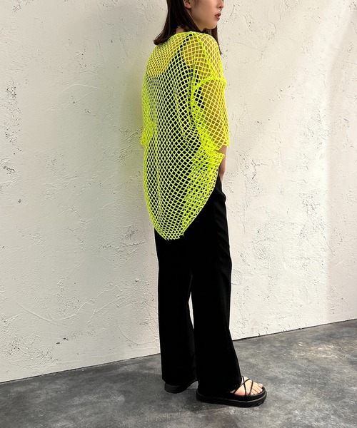 apres jour mignon（アプレジュールミニョン）の「メッシュトップス【ZOZOTOWN限定アイテム】（Tシャツ/カットソー・レディース・ブラック/オフホワイト/ピンク/イエロー・X-LARGE/フリー）」の7枚目の写真