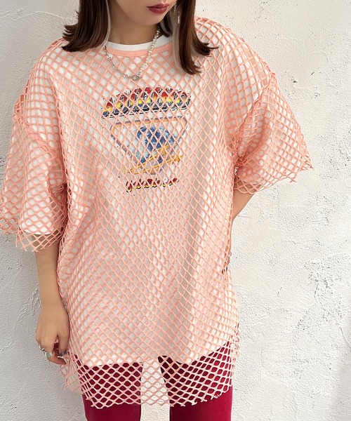 apres jour mignon（アプレジュールミニョン）の「メッシュトップス【ZOZOTOWN限定アイテム】（Tシャツ/カットソー・レディース・ブラック/オフホワイト/ピンク/イエロー・X-LARGE/フリー）」の18枚目の写真