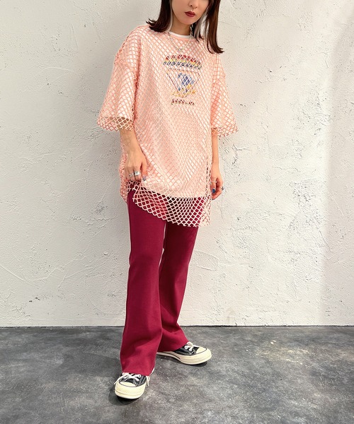 apres jour mignon（アプレジュールミニョン）の「メッシュトップス【ZOZOTOWN限定アイテム】（Tシャツ/カットソー・レディース・ブラック/オフホワイト/ピンク/イエロー・X-LARGE/フリー）」の15枚目の写真