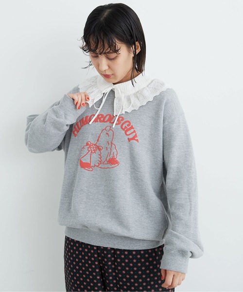 CHILD WOMAN(チャイルドウーマン)の「HUMOROUS GUY発泡プリント スウェット(Tシャツ/カットソー・レディース・ネイビー/レッド/グレー・FREE)」の15枚目の写真
