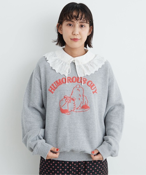CHILD WOMAN(チャイルドウーマン)の「HUMOROUS GUY発泡プリント スウェット(Tシャツ/カットソー・レディース・ネイビー/レッド/グレー・FREE)」の14枚目の写真