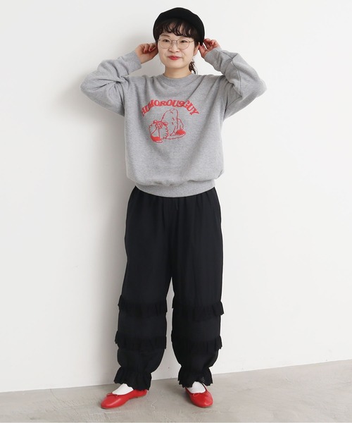 CHILD WOMAN(チャイルドウーマン)の「HUMOROUS GUY発泡プリント スウェット(Tシャツ/カットソー・レディース・ネイビー/レッド/グレー・FREE)」の10枚目の写真