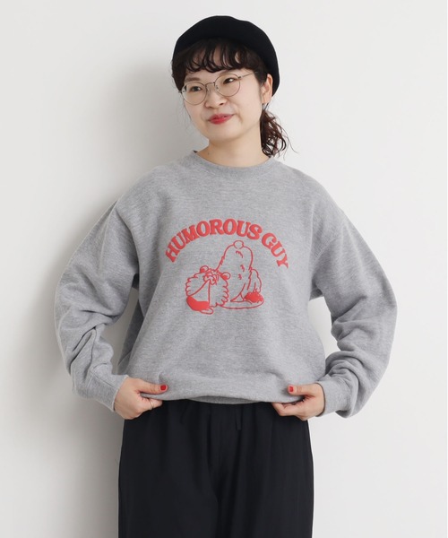 CHILD WOMAN(チャイルドウーマン)の「HUMOROUS GUY発泡プリント スウェット(Tシャツ/カットソー・レディース・ネイビー/レッド/グレー・FREE)」の9枚目の写真