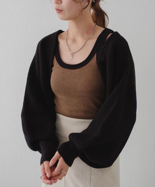 Kastane(カスタネ)の「【2022AWアイテム】リブニットボレロ(カーディガン/ボレロ・レディース・ブラック/アイボリー/ライトグレー・FREE)」の11枚目の写真