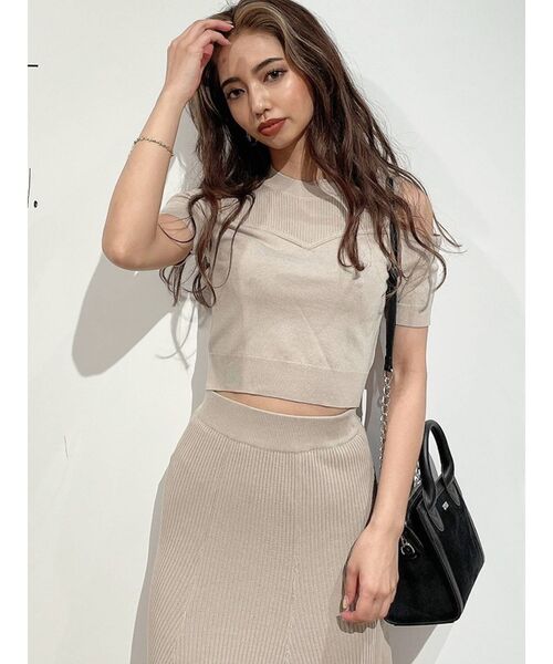 GYDA（ジェイダ）の「【セットアップ着用可】ビスチェレイヤードライク ニットトップス（ニット/セーター・レディース・ブラック/ベージュ/ピンク・FREE）」の6枚目の写真