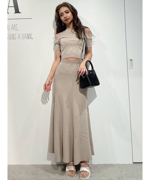 GYDA（ジェイダ）の「【セットアップ着用可】ビスチェレイヤードライク ニットトップス（ニット/セーター・レディース・ブラック/ベージュ/ピンク・FREE）」の7枚目の写真