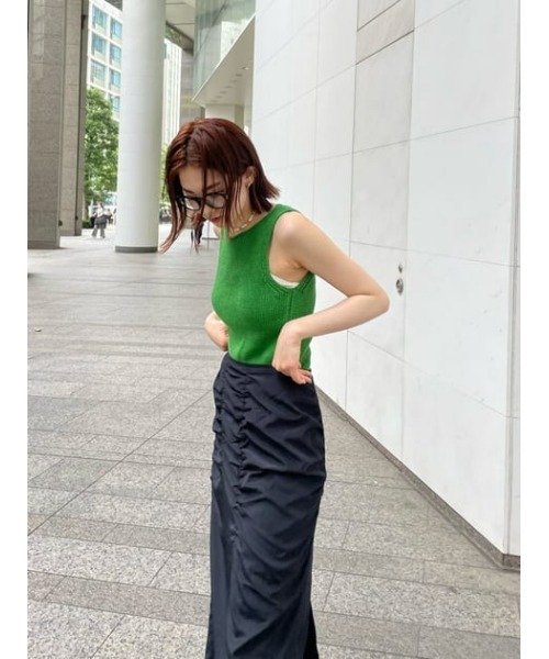 MOUSSY（マウジー）の「MINIMAL KNIT トップス（タンクトップ・レディース・アイボリー/ダークブラウン/グリーン・FREE）」の15枚目の写真