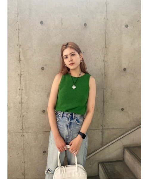 MOUSSY（マウジー）の「MINIMAL KNIT トップス（タンクトップ・レディース・アイボリー/ダークブラウン/グリーン・FREE）」の18枚目の写真