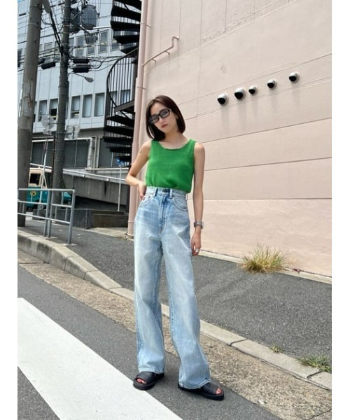 MOUSSY（マウジー）の「MINIMAL KNIT トップス（タンクトップ・レディース・アイボリー/ダークブラウン/グリーン・FREE）」の5枚目の写真