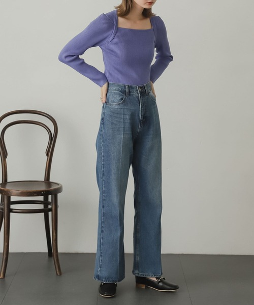 SENSE OF PLACE by URBAN RESEARCH(センスオブプレイスバイアーバンリサーチ)の「レイヤードスクエアネックコンパクトセーター(ニット/セーター・レディース・ミント/アイボリー/ブラック/パープル・ONE)」の16枚目の写真