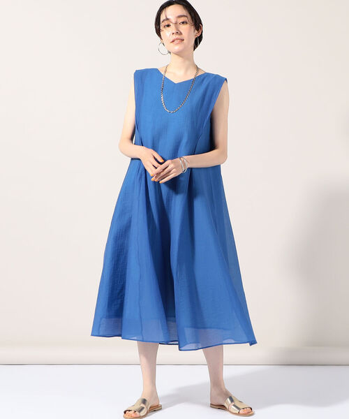 NOLLEY’S（ノーリーズ）の「カラミワッシャーフレアワンピース（ワンピース・レディース・ブラック/ブルー/グリーン・38）」の6枚目の写真