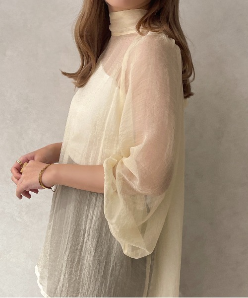 apres jour clair（アプレジュールクレア）の「【apres jour clair】シアーボウタイブラウス【ZOZOTOWN限定アイテム】（シャツ/ブラウス・レディース・アイボリー/オレンジ系その他/ブラック・フリー/X-LARGE）」の9枚目の写真