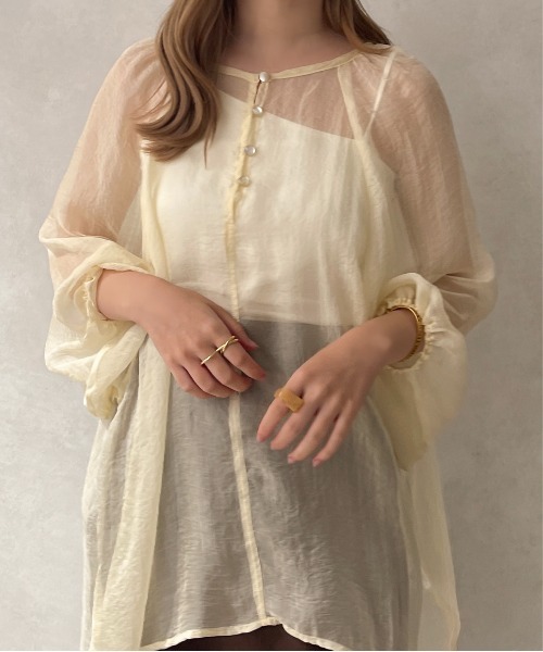 apres jour clair（アプレジュールクレア）の「【apres jour clair】シアーボウタイブラウス【ZOZOTOWN限定アイテム】（シャツ/ブラウス・レディース・アイボリー/オレンジ系その他/ブラック・フリー/X-LARGE）」の14枚目の写真