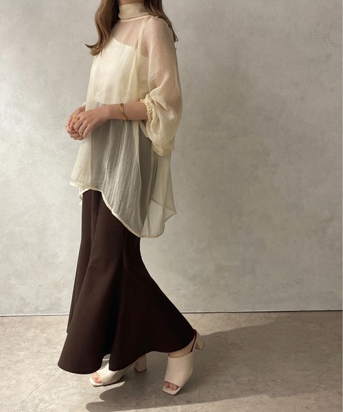 apres jour clair（アプレジュールクレア）の「【apres jour clair】シアーボウタイブラウス【ZOZOTOWN限定アイテム】（シャツ/ブラウス・レディース・アイボリー/オレンジ系その他/ブラック・フリー/X-LARGE）」の16枚目の写真