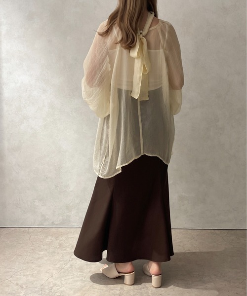apres jour clair（アプレジュールクレア）の「【apres jour clair】シアーボウタイブラウス【ZOZOTOWN限定アイテム】（シャツ/ブラウス・レディース・アイボリー/オレンジ系その他/ブラック・フリー/X-LARGE）」の17枚目の写真