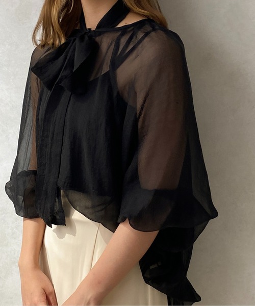 apres jour clair（アプレジュールクレア）の「【apres jour clair】シアーボウタイブラウス【ZOZOTOWN限定アイテム】（シャツ/ブラウス・レディース・アイボリー/オレンジ系その他/ブラック・フリー/X-LARGE）」の19枚目の写真