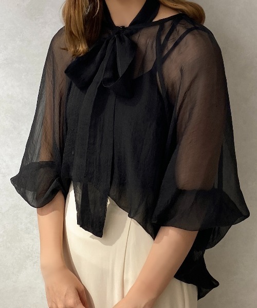 apres jour clair（アプレジュールクレア）の「【apres jour clair】シアーボウタイブラウス【ZOZOTOWN限定アイテム】（シャツ/ブラウス・レディース・アイボリー/オレンジ系その他/ブラック・フリー/X-LARGE）」の22枚目の写真