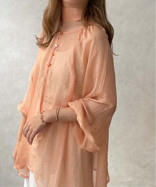 apres jour clair（アプレジュールクレア）の「【apres jour clair】シアーボウタイブラウス【ZOZOTOWN限定アイテム】（シャツ/ブラウス・レディース・アイボリー/オレンジ系その他/ブラック・フリー/X-LARGE）」の7枚目の写真