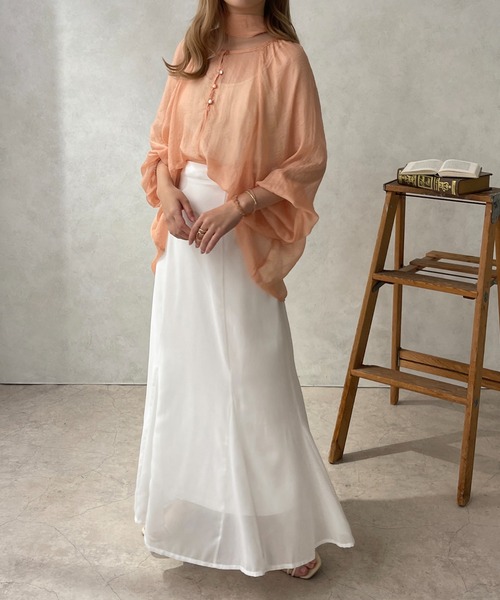 apres jour clair（アプレジュールクレア）の「【apres jour clair】シアーボウタイブラウス【ZOZOTOWN限定アイテム】（シャツ/ブラウス・レディース・アイボリー/オレンジ系その他/ブラック・フリー/X-LARGE）」の5枚目の写真