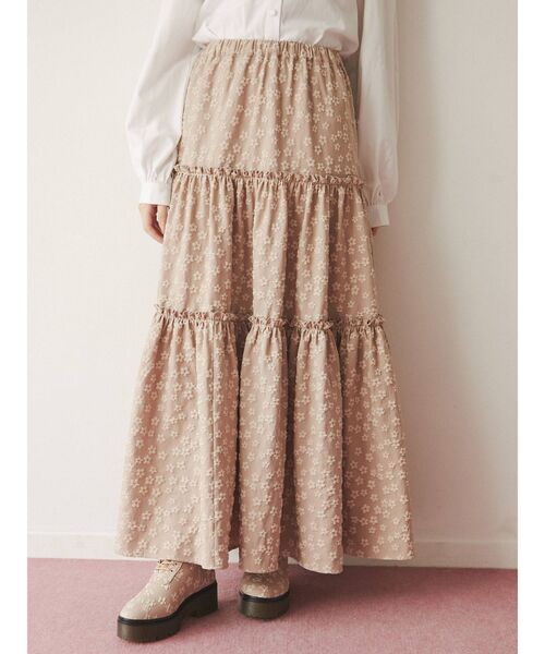 merry jenny（メリージェニー）の「おはなジャガードティアードスカート（スカート・レディース・ブラック/ベージュ・FREE）」の10枚目の写真