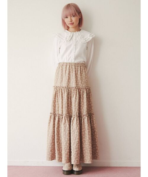 merry jenny（メリージェニー）の「おはなジャガードティアードスカート（スカート・レディース・ブラック/ベージュ・FREE）」の11枚目の写真