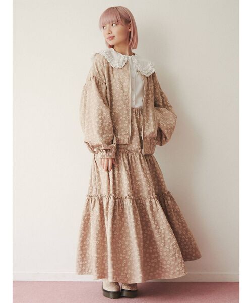 merry jenny（メリージェニー）の「おはなジャガードティアードスカート（スカート・レディース・ブラック/ベージュ・FREE）」の15枚目の写真