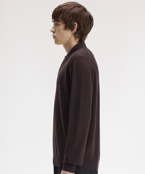 FRED PERRY(フレッドペリー)の「Classic Knitted Long Sleeve Shirt/クラシックニット長袖ポロシャツ(ポロシャツ・メンズ・ブラック/ネイビー/グリーン/ベージュ/ブラック系その他/ネイビー系/ダークグリーン/ブラック系その他2/ベージュ系その他/グリーン系その他/ネイビー系1/ブラウン/ネイビー系2・S/M/L)」の20枚目の写真