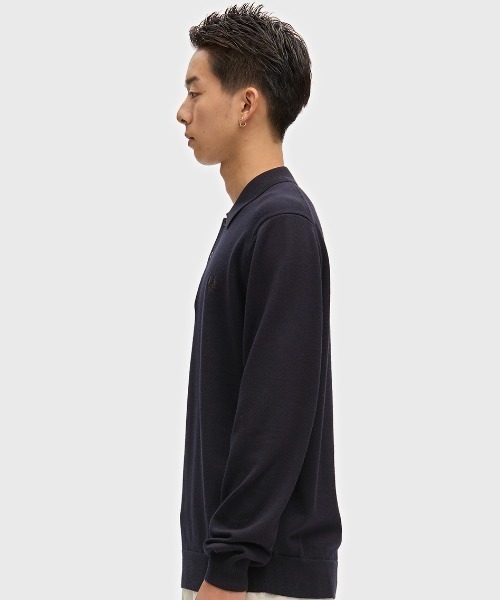 FRED PERRY(フレッドペリー)の「Classic Knitted Long Sleeve Shirt/クラシックニット長袖ポロシャツ(ポロシャツ・メンズ・ブラック/ネイビー/グリーン/ベージュ/ブラック系その他/ネイビー系/ダークグリーン/ブラック系その他2/ベージュ系その他/グリーン系その他/ネイビー系1/ブラウン/ネイビー系2・S/M/L)」の16枚目の写真