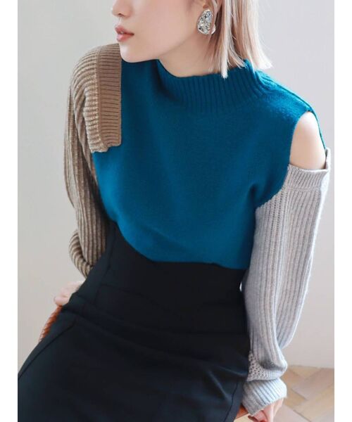 MURUA(ムルーア)の「カラーブロックボリュームニット(ニット/セーター・レディース・グレー/ブルー/アイボリー・FREE)」の3枚目の写真