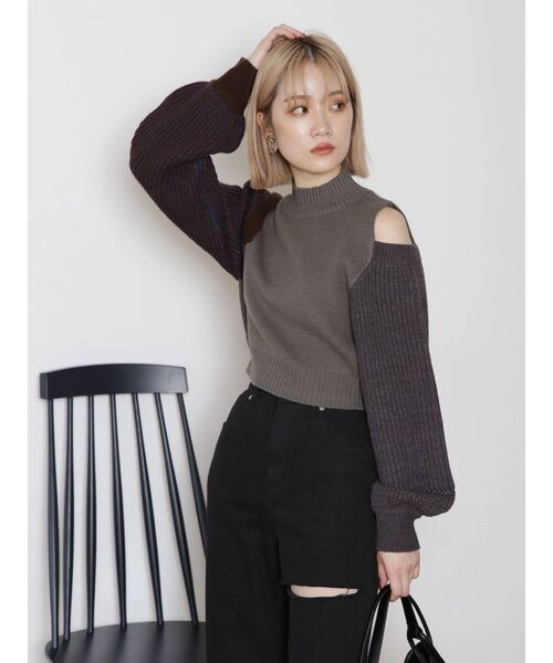 MURUA(ムルーア)の「カラーブロックボリュームニット(ニット/セーター・レディース・グレー/ブルー/アイボリー・FREE)」の9枚目の写真