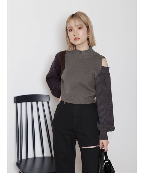 MURUA(ムルーア)の「カラーブロックボリュームニット(ニット/セーター・レディース・グレー/ブルー/アイボリー・FREE)」の19枚目の写真