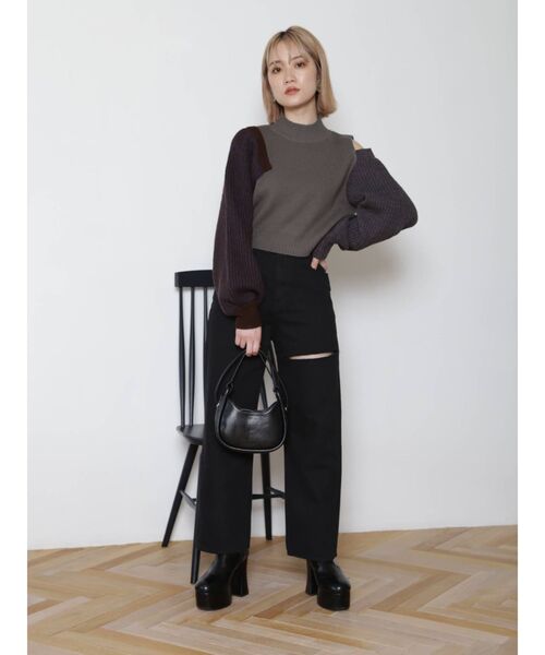 MURUA(ムルーア)の「カラーブロックボリュームニット(ニット/セーター・レディース・グレー/ブルー/アイボリー・FREE)」の6枚目の写真