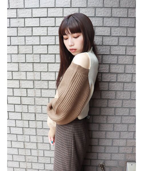 MURUA(ムルーア)の「カラーブロックボリュームニット(ニット/セーター・レディース・グレー/ブルー/アイボリー・FREE)」の4枚目の写真