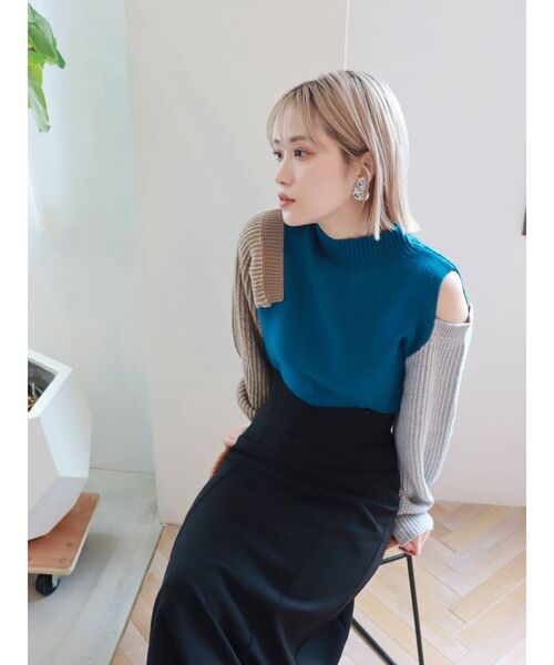 MURUA(ムルーア)の「カラーブロックボリュームニット(ニット/セーター・レディース・グレー/ブルー/アイボリー・FREE)」の14枚目の写真