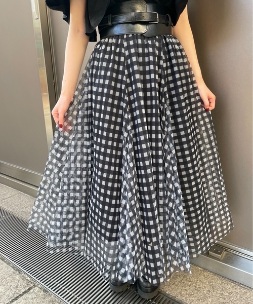 Narcissus（ナルシス）の「【Narcissus】チェックチュールスカート（スカート・レディース・ブラック/グレー・FREE）」の2枚目の写真