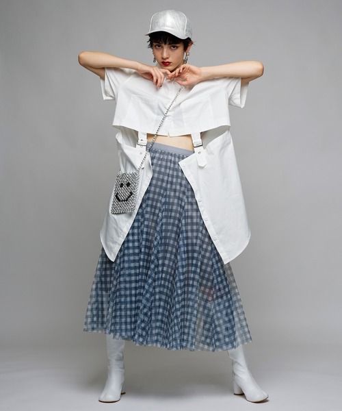 Narcissus（ナルシス）の「【Narcissus】チェックチュールスカート（スカート・レディース・ブラック/グレー・FREE）」の5枚目の写真