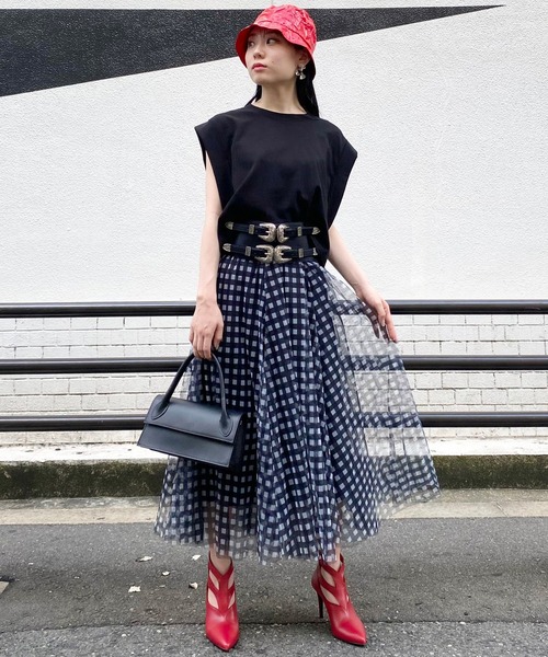 Narcissus（ナルシス）の「【Narcissus】チェックチュールスカート（スカート・レディース・ブラック/グレー・FREE）」の16枚目の写真