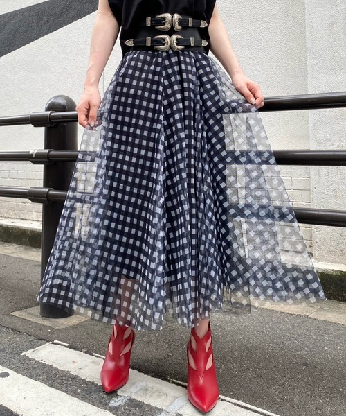 Narcissus（ナルシス）の「【Narcissus】チェックチュールスカート（スカート・レディース・ブラック/グレー・FREE）」の14枚目の写真