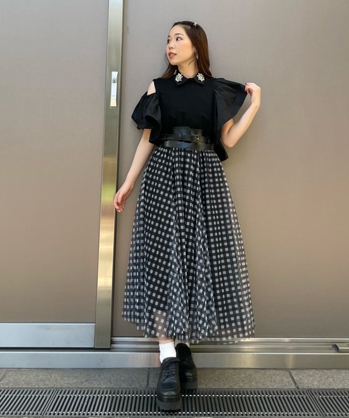 Narcissus（ナルシス）の「【Narcissus】チェックチュールスカート（スカート・レディース・ブラック/グレー・FREE）」の17枚目の写真