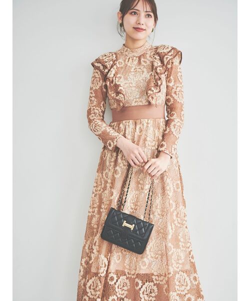 dazzlin（ダズリン）の「レースフリルフレアワンピース（ワンピース・レディース・ブラック/ピンク/ベージュ・FREE）」の6枚目の写真