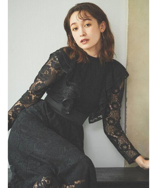 dazzlin（ダズリン）の「レースフリルフレアワンピース（ワンピース・レディース・ブラック/ピンク/ベージュ・FREE）」の9枚目の写真