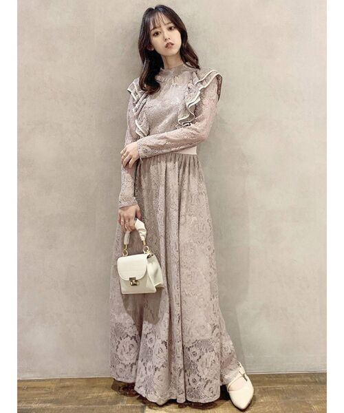 dazzlin（ダズリン）の「レースフリルフレアワンピース（ワンピース・レディース・ブラック/ピンク/ベージュ・FREE）」の3枚目の写真