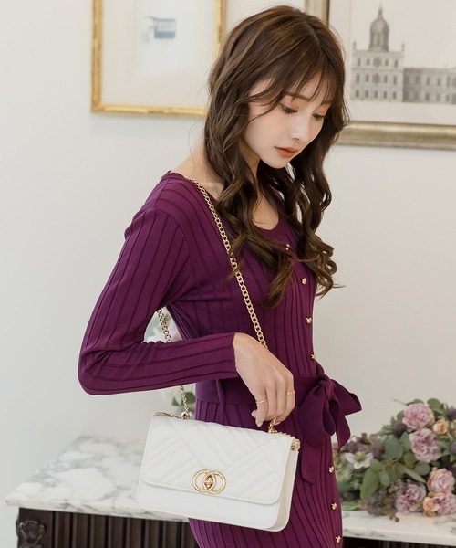 Julia Boutique（ジュリアブティック）の「キルティングフラップチェーンショルダーバッグ/22596（ショルダーバッグ・レディース・ホワイト/ブラック・ONE）」の5枚目の写真