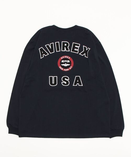 AVIREX（アヴィレックス）の「L/S VARSITY LOGO 2.0 T-SHIRT / ヴァーシティロゴ 2.0 長袖Tシャツ（Tシャツ/カットソー・メンズ・ネイビー/ホワイト系2/ブラック/オレンジ・2XL/L/M/XL）」の6枚目の写真