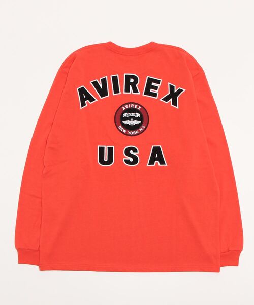 AVIREX（アヴィレックス）の「L/S VARSITY LOGO 2.0 T-SHIRT / ヴァーシティロゴ 2.0 長袖Tシャツ（Tシャツ/カットソー・メンズ・ネイビー/ホワイト系2/ブラック/オレンジ・2XL/L/M/XL）」の5枚目の写真