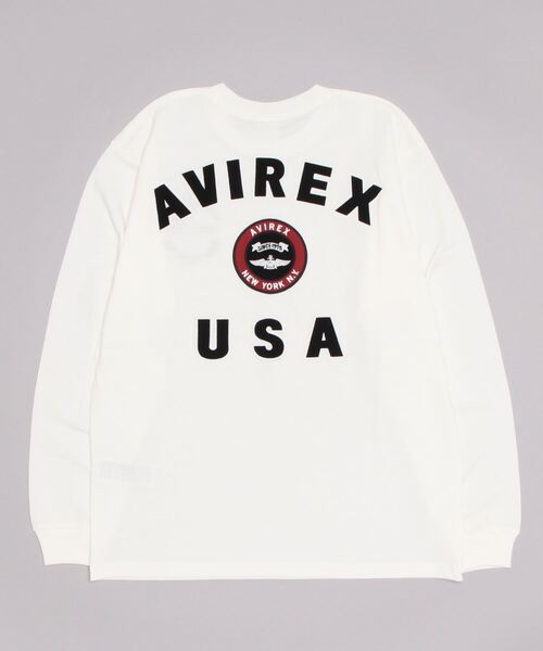 AVIREX（アヴィレックス）の「L/S VARSITY LOGO 2.0 T-SHIRT / ヴァーシティロゴ 2.0 長袖Tシャツ（Tシャツ/カットソー・メンズ・ネイビー/ホワイト系2/ブラック/オレンジ・2XL/L/M/XL）」の7枚目の写真