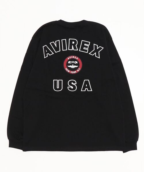AVIREX（アヴィレックス）の「L/S VARSITY LOGO 2.0 T-SHIRT / ヴァーシティロゴ 2.0 長袖Tシャツ（Tシャツ/カットソー・メンズ・ネイビー/ホワイト系2/ブラック/オレンジ・2XL/L/M/XL）」の8枚目の写真